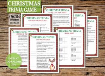 Christmas Trivia Game 4 Rounds 40 Questions Printable Game Kit | TPT