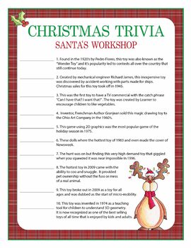 Christmas Trivia Game 4 Rounds 40 Questions Printable Game Kit | TPT