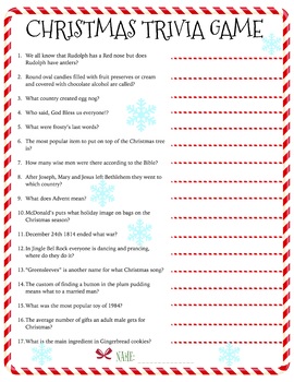 Christmas Trivia Game Download by 31 Flavors of Design | TPT