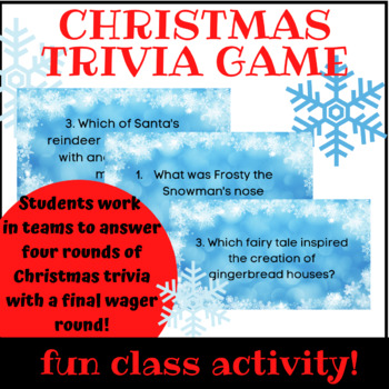 Preview of Christmas Trivia Game | Middle School Christmas Activity 
