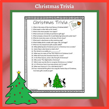 FREE Christmas Trivia Sheet w/ TPT Digital Activity Distance Learning