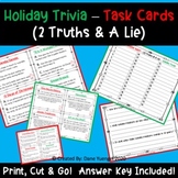 Christmas Trivia Task Cards - 2 Truths & 1 Lie - History Game!