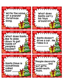 Christmas Trivia Task Cards FREEBIE by ActionJackson | TPT