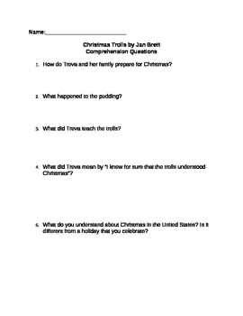 Preview of Christmas Trolls by Jan Brett Comprehension Questions