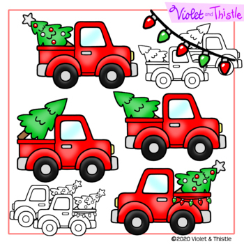 Christmas Truck Clipart {Christmas Tree Farm} Vintage by Violet and Thistle
