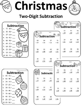Christmas Two Digit Subtraction Christmas 2 Digit Subtraction Math ...