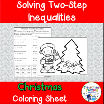 Preview of Christmas Two-Step Inequalities Math Coloring Sheet