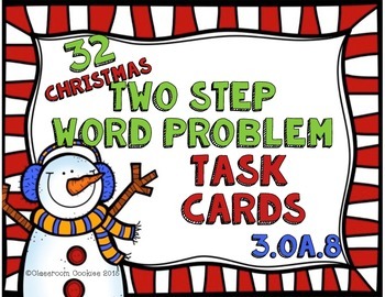 Preview of Christmas Math Scoot Two Step Word Problem (Common Core Aligned) 3.OA.8