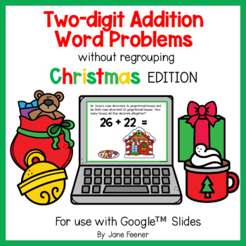 Preview of Christmas Two digit addition without regrouping word problems digital activity