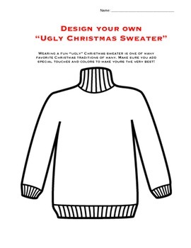 Christmas Ugly Sweater Activity/Worksheet by Mrs G | TPT