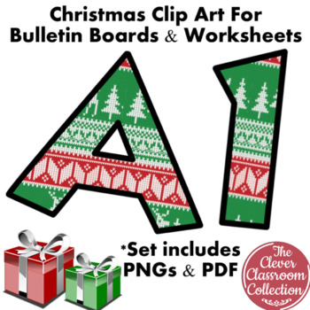 Christmas Ugly Sweater Bulletin Board Letters And Numbers Clip Art 1