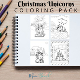 Christmas Unicorns Coloring Pack - 30 Pages - 8.5 x 11 - K