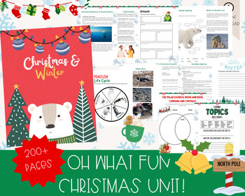 Preview of Christmas Unit: Winter, Homeschool Curriculum, Grinch, Polar Bear, Polar Express