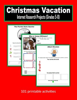 Preview of Christmas Vacation - Internet Research Projects (Grades 5-8)