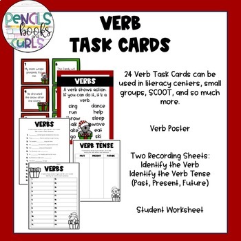 Christmas Verb Activity Pack - Task Cards And More By Pencils Books And 