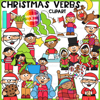 Preview of Christmas Verbs Clipart | Grammar Christmas Clipart | Christmas Vocabulary