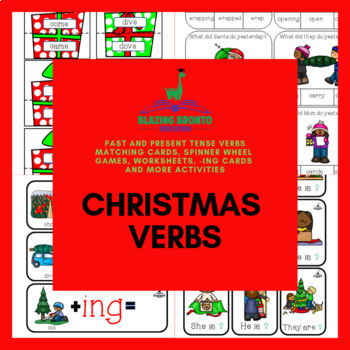 Preview of Christmas Verbs: Past & Present Tense | Speech Therapy | Regular & Irregular