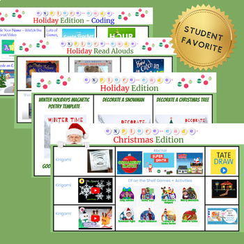 Preview of Christmas Virtual Games Choice Chart Menu Board (Google Slides)