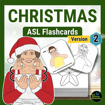 Preview of Christmas Visual Flashcards Part 2 Bilingual Vocabulary American Sign Language
