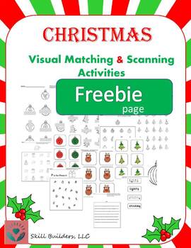 Preview of Christmas Visual Perception and Scanning Freebie Page