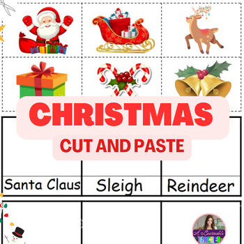 Preview of Christmas Worksheets: Cut and Paste Christmas Objects - Learn Vocabularies