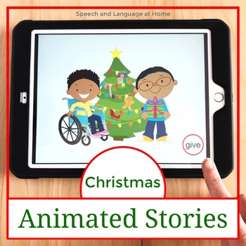 Preview of Christmas Vocabulary & AAC Core Word Animated Stories | No Print Interactive PDF