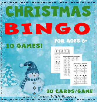 Preview of Christmas Vocabulary BINGO Games Ages 8+ Printable Edition