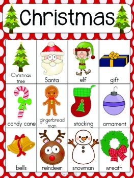 Christmas Vocabulary Cards by The Tutu Teacher | TpT