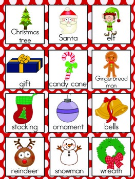 Christmas Vocabulary Word Cards for Kids