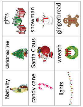 Christmas Vocabulary Cards - Great For Esl Enl 