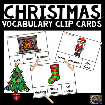 Christmas Vocabulary Clip Cards by The Therapy Mama | TpT