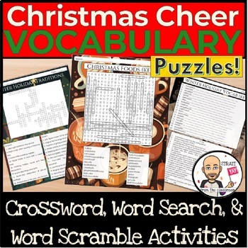 Preview of Christmas Vocabulary Puzzles | Crossword, Word Search & Word Scramble Activities