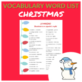 Christmas Vocabulary Spanish-English Word List (Navidad)