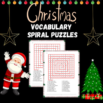 Preview of Christmas Vocabulary Spiral Puzzles - December Activities