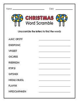 Christmas Vocabulary Word Scramble Worksheet - Holiday Fun! by 99 ...