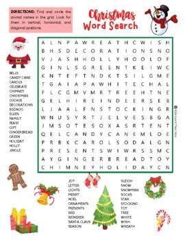 Preview of Christmas Vocabulary Word Search Puzzle: Colors and Black-White