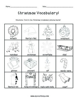 Christmas Vocabulary Words by SpeechBop | Teachers Pay Teachers