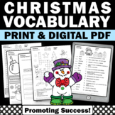 Christmas ELA Worksheets Word Search Vocabulary Writing Mo