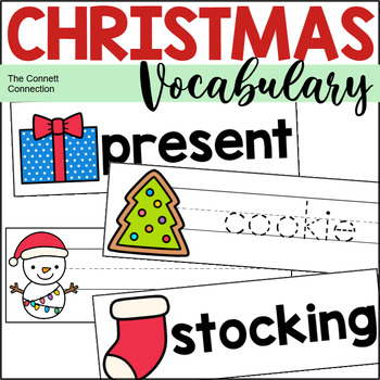 Preview of Christmas Vocabulary and Tracing Cards for Writing Center