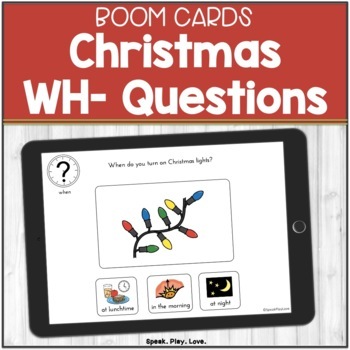 Preview of Christmas WH Questions with Visuals | BOOM Cards | Speech Therapy