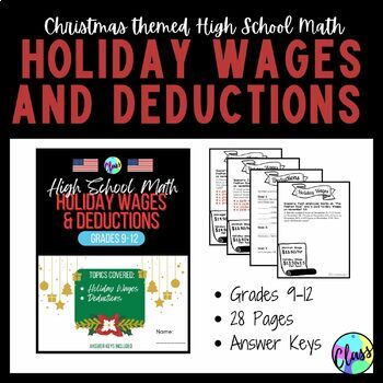 Preview of Christmas Wages and Paychecks | High School Math | Paycheck Math