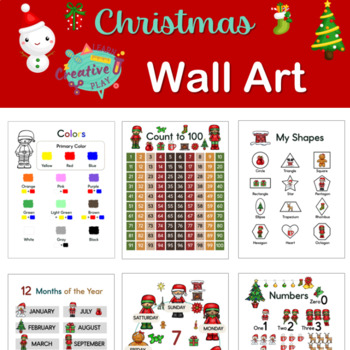 Preview of Christmas Wall Art | Numbers 1-100 | Numbers | Shapes | Days | Months | Colors