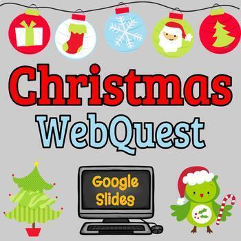 Preview of Christmas Webquest - Reading Comprehension, Editable in Google Slides!