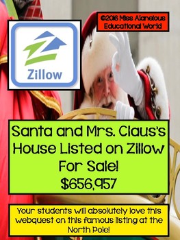 Preview of Christmas Webquest: Santa's Home Has Been Listed on Zillow!