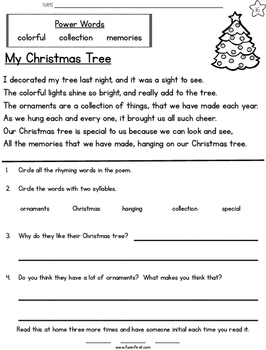 Christmas Week Long Fluency Packet by Jodi Southard | TPT