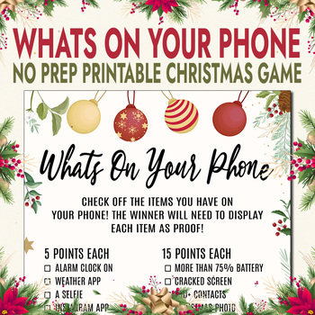 Christmas Whats On Your Phone Game Printable No Prep, Funny Holiday Games