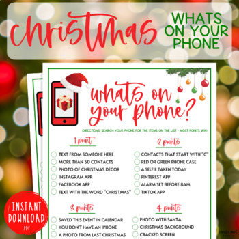 Christmas Whats on Your Phone Activity | Holiday Seasonal Brain Break Game