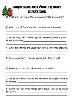 Christmas Facts Reading Comprehension Scavenger Hunt + Game | TPT