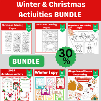 Preview of Christmas & Winter Activities and Worksheets-Kindergarten December BUNDLE