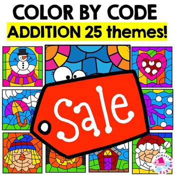 Preview of BACK TO SCHOOL Color by Number Code Addition Within 10 & 20 Coloring Pages
